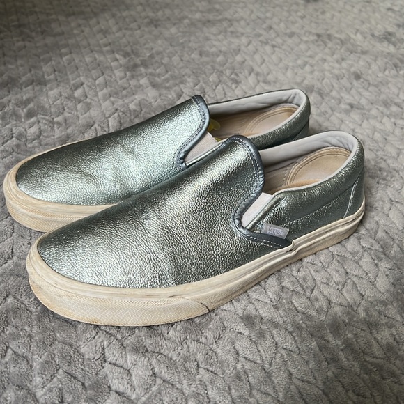 Blue/Silver Shiny Low Vans shoes size 9 - Picture 2 of 5